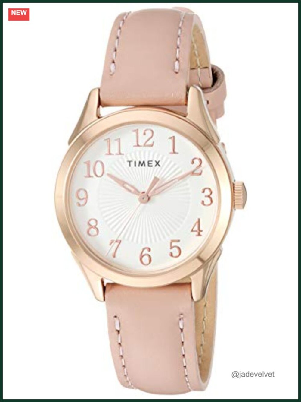 Timex Briarwood 28mm Watch Leather Strap Rose Gold Tone Case